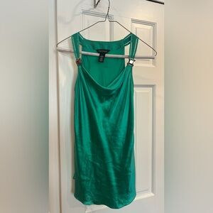 White House Black Market Teal Silk Stretch Tank Top